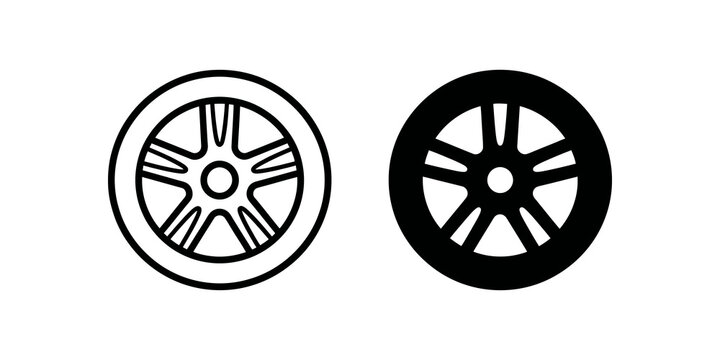 Car wheel rims with black outline and solid style for vehicle styling.