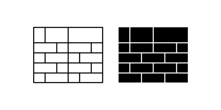 Brick wall texture icons for construction industry and urban design.