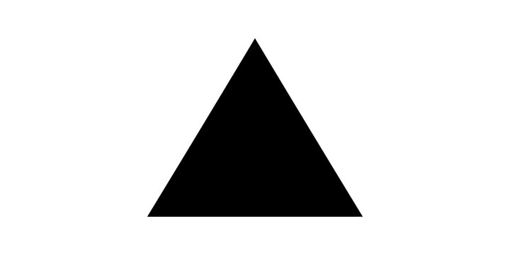 Solid black triangle shape isolated on transparent background design.