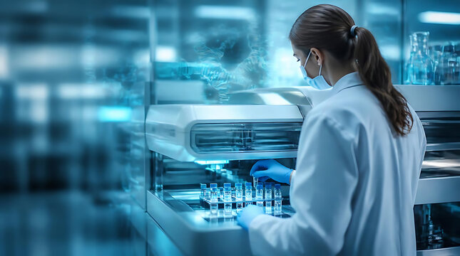 scientist working in a modern laboratory with advanced equipment and test tubes for scientific research and experiments