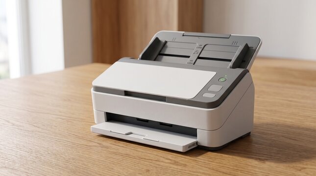 Modern energy-efficient compact document scanner for paperless home office and digital data management