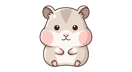 Fototapeta premium Cute Hamster Cartoon Character Sitting Adorable Pet Rodent Kawaii Style