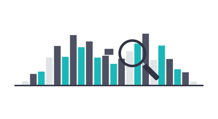 Fototapeta premium Data Analysis Vector Illustration with Bar Chart and Magnifying Glass for Business Statistics and Research