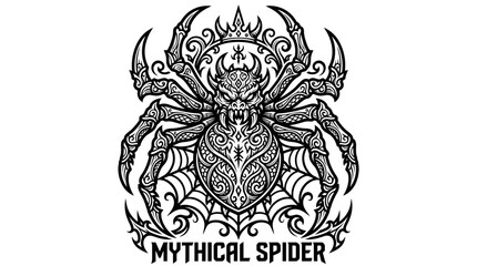 Fototapeta premium Mythical Spider Illustration Isolated on Transparent Background