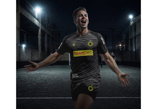 Soccer Player Mockup Design for Print Media and Digital Marketing