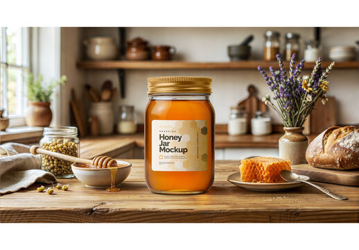 Honey Jar Mockup for Studio Presentation and Brand Showcase