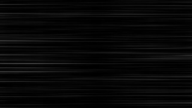 Abstract horizontal speed lines with subtle light streaks on a black background for overlay.  White speed lines isolated on black background. Manga anime motion. Moving extremely fast.