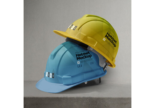 Construction Helmet Mockup for Advertising Layout and Communication
