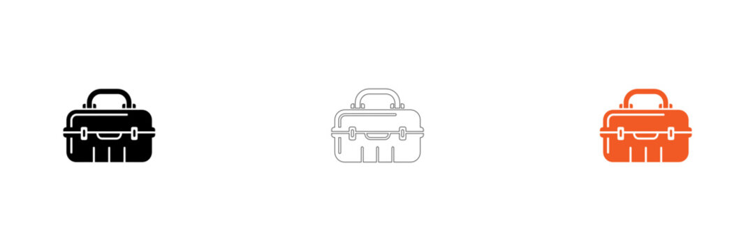 Three toolbox icons in black and orange colors