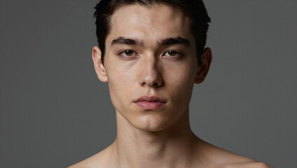 Fototapeta premium Androgynous Model with Neutral Skin Tone and Real Texture