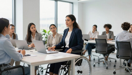 Obraz premium Inclusive Corporate Boardroom Meeting with Diverse Professionals