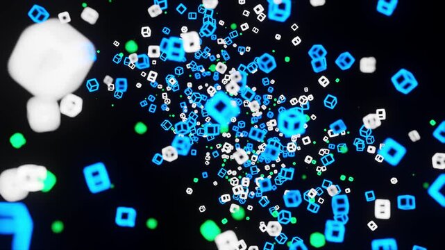 Abstract Glowing Wireframe Tunnel. Computer generated render