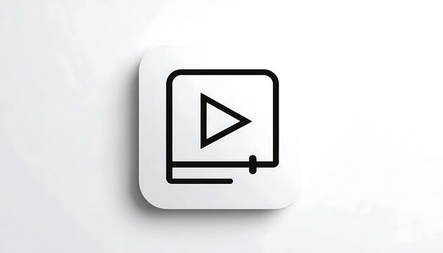 Minimalist play button icon on white background.