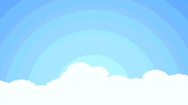 Pixel cloud background of retro video game background