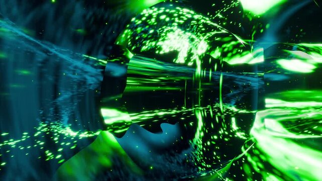 Glowing Green SciFi Wormhole Tunnel. Computer generated render