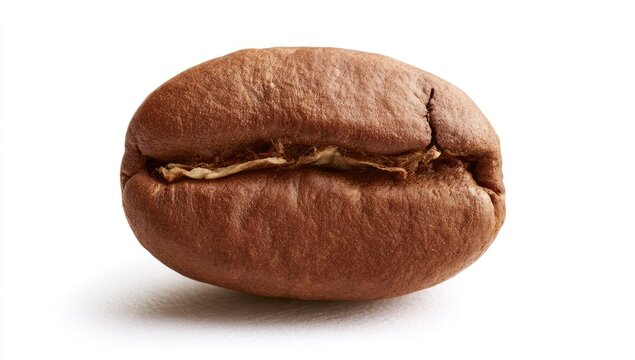 Close-up Macro Shot of a Single Roasted Coffee Bean.
