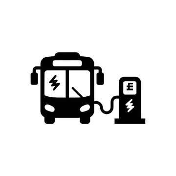Electric Bus Charging Station Vector Icon