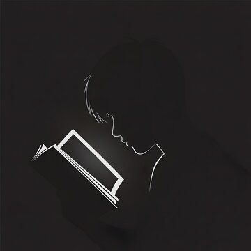 Profile silhouette of a reader illuminated by a bright glowing open book.