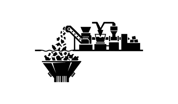 Industrial recycling plant conveyor system vector illustration isolated on white background