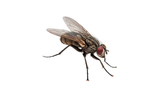 Common housefly insect crawling side view profile isolated on transparent background cut out