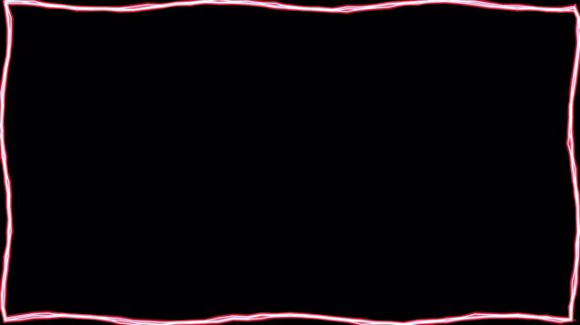 Hand drawn red neon glowing frame border on