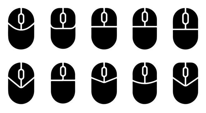 Technology mouse device scroll wheel icon set in ten different modern design variations.