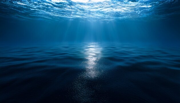 deep dark water surface illuminated by distant lights