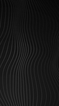 White Wave Line Pattern Flow on Black Animation, Abstract Flowing Dotted Technology and Music Videos Streams Vertical Social media Motion Background