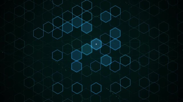 Abstract Glowing Blue Hexagon Grid Technology Background