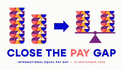 Fototapeta premium Graphic illustration depicting wage inequality balancing on a digital scale icon