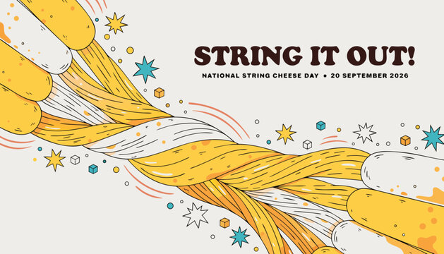String cheese sticks braided together for national food celebration event illustration