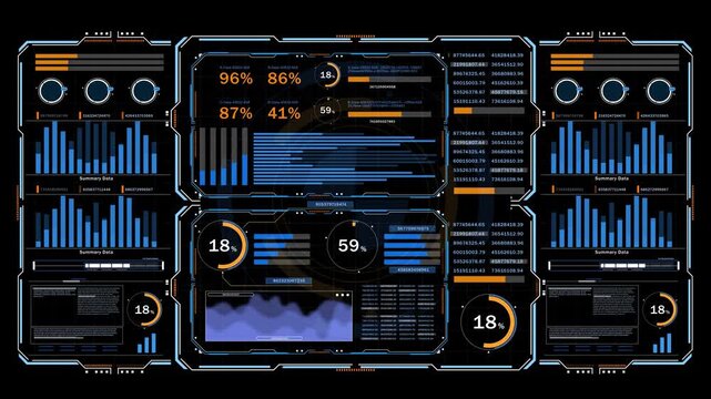 High tech AI data dashboard with holographic charts visualizes business insights, market trends, performance analysis, and strategic information, providing a modern concept for corporate technology an