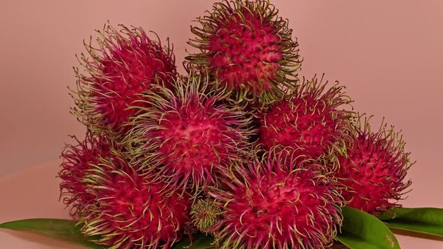 Rambutan fruits on backgroung. Zoom in.