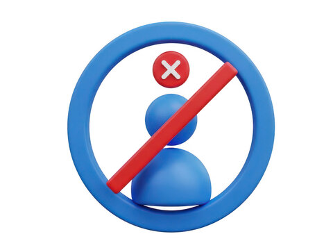 Prohibited person symbol with red cross on transparent background