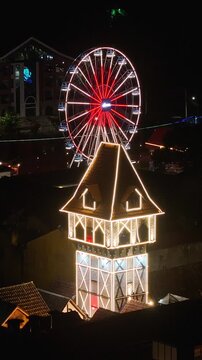 Capivari Village In Campos Do Jordao Sao Paulo Brazil. Birds Eye View Of Stunning Cityscape With Streets And Buildings. Night Cities Of The World Landscape. Landmark Town. Campos do Jordao Sao Paulo.