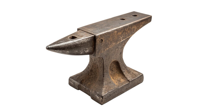 Heavy classic black iron blacksmith anvil forge tool isolated on transparent background