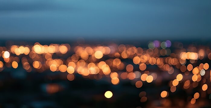 Softly blurred lights paint a cityscape at dusk