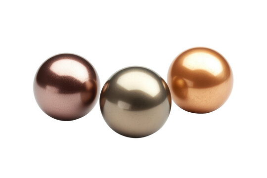 Three Reflective Spheres Gold Silver Copper Gradient Lighting Isolated Black Background metallic