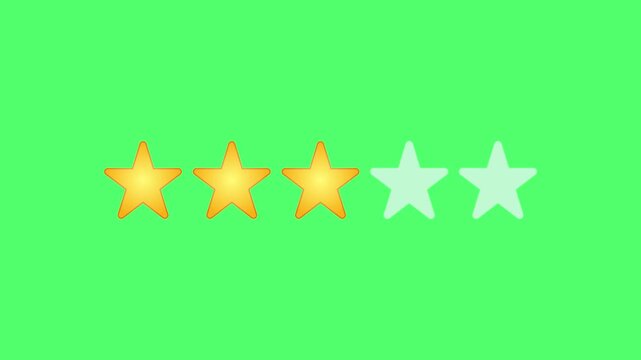 Video animation of a fictional website showing a mouse cursor clicking on a 1- to 5-star rating. Business concept for online star ratings.