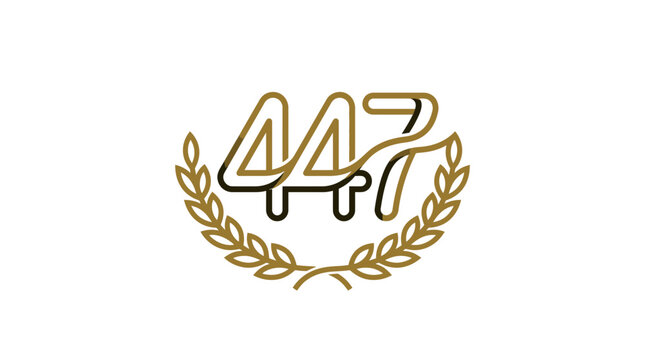Number 447 within gold laurel wreath frame