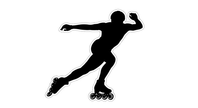 Athletic Skater Black Silhouette Vector Icon for Sports and Recreation Graphics