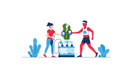 Fototapeta premium Eco-Friendly Hydration Station with Runner and Modern Water Purification System