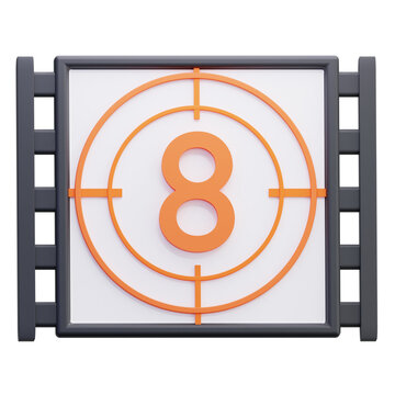 3D movie Film Countdown Number Eight for Cinema Production Start
