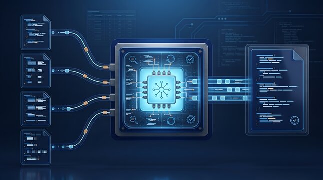 Digital data flow to central processor with code files