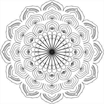 Geometric Floral Mandala Coloring Page for Adult Meditation and Relaxation