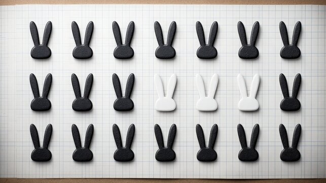 Black And White Bunny Figures Arranged On Grid