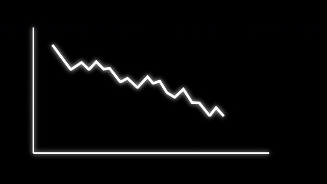 glow line animated financial graph loss black background
