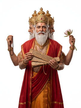 Lord Brahma Hindu Deity in Ancient Indian Temple and Sacred Landscape | Lord Brahma Hindu God 
