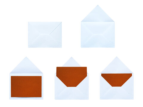 Crisp white envelopes holding bright orange blank cards ideal for warm autumn event invitations and festive Halloween greetings on a transparent background