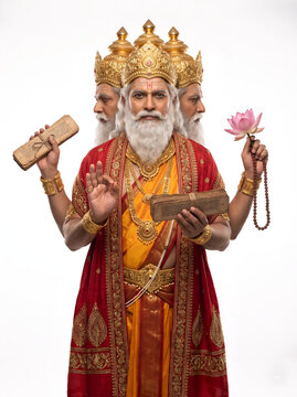 Lord Brahma Hindu Deity in Ancient Indian Temple and Sacred Landscape | Lord Brahma Hindu God 